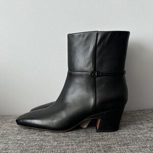 New Without Box Franco Sarto Black Leather Ankle Boots. 7.5